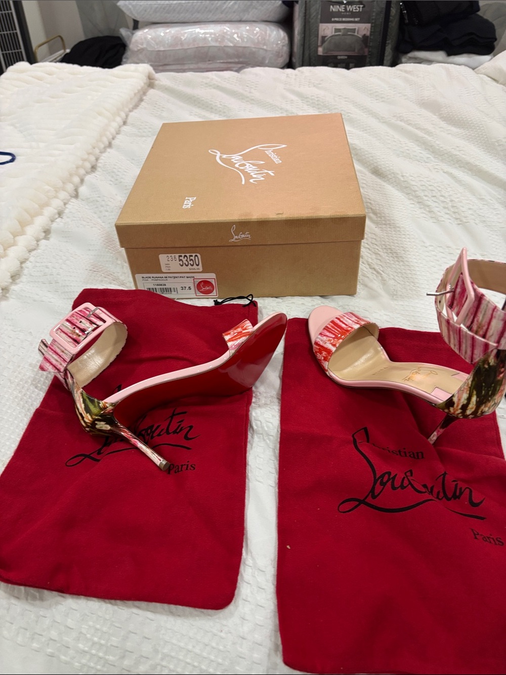 Christian Louboutin Pink Multicolor Strappy Ankle‑Buckle Heels